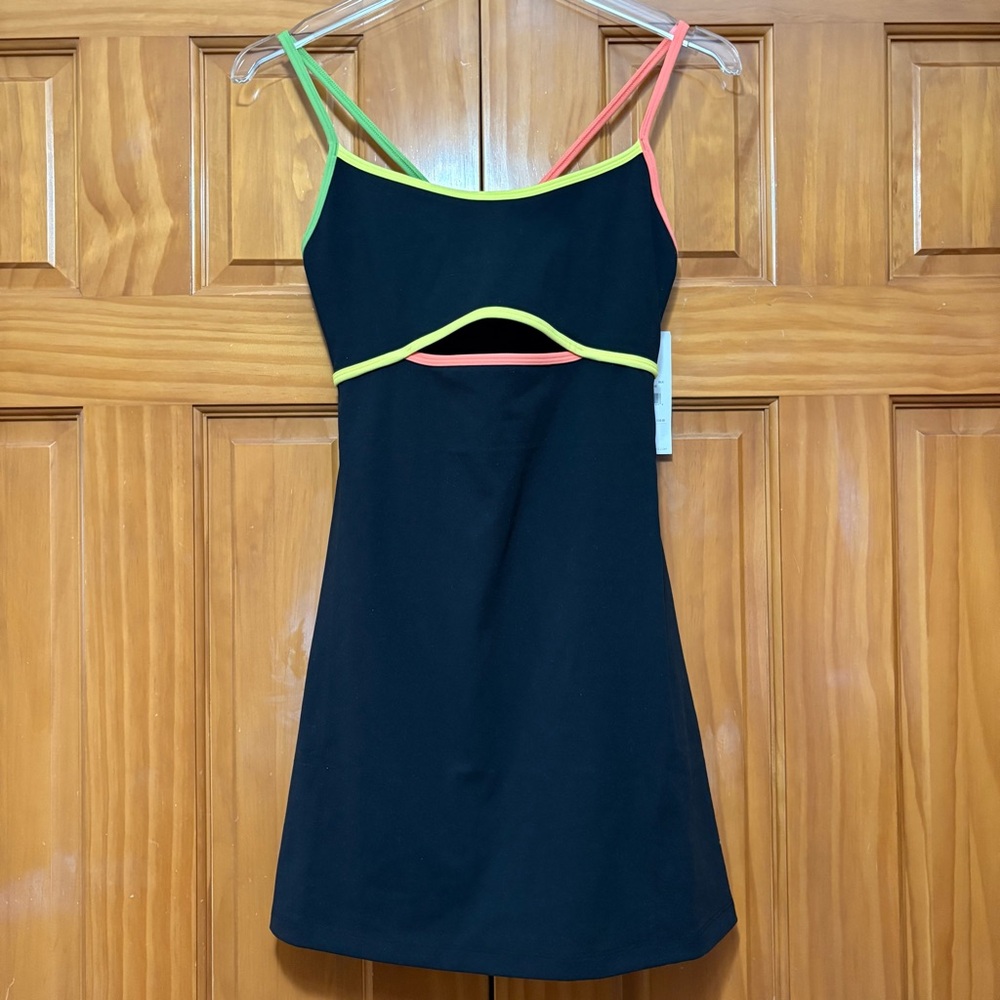 Spiritual Gangster Black Mini Dress with Neon Trim Size Small NWT - Picture 6 of 16